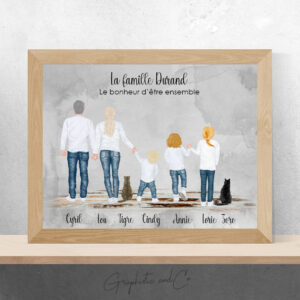 Portrait de Famille nombreuse | Illustration personnalisable avec Animaux